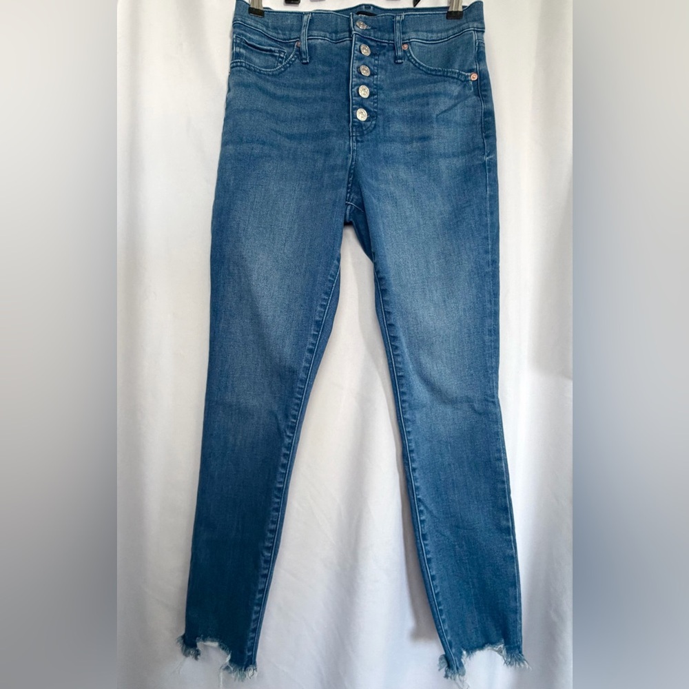 Express Cropped High Rise Skinny Jeans Raw Hem Women’s Sz8
